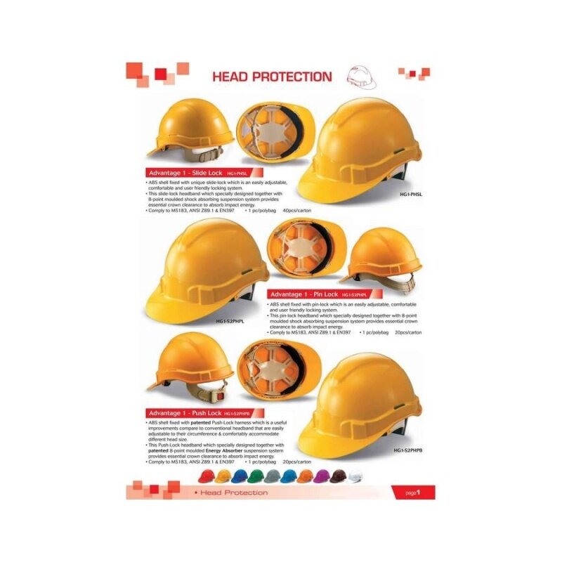 3 pcs Grey Proguard Advantage 1 Industrial Safety Helmet Sirim
Certified