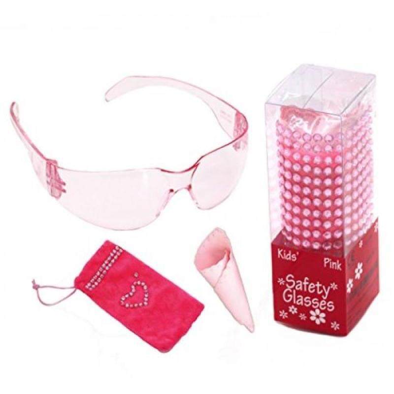 4 in 1 Pink kids safety glasses pink tinted lens girls eye protector bling gift set for 3 to 10 years old