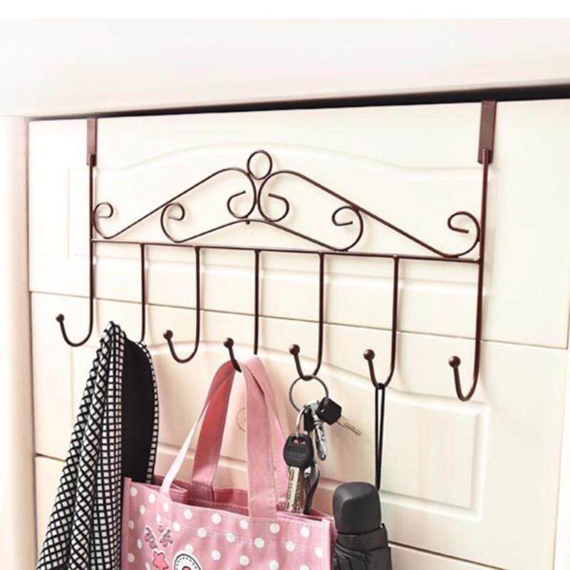 7 Hooks Bathroom Bedroom Kitchen Towel Coat Clothes Hat Bag Over Door Hanger Hook