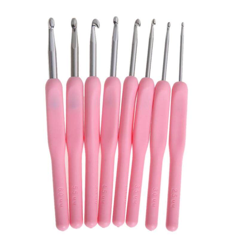 Buy 8 Sizes Soft Plastic Handle Home Aluminum Crochet Knit Hook Needle
Pink Malaysia