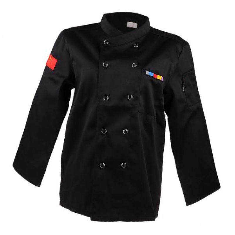 BolehDeals Unisex Modern stylish Long Sleeve Chef Jacket Coat Cook Uniform XXL black