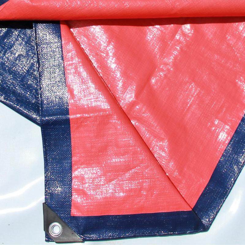 Canvas (Korea) 10 x 15 Ready Made PE Tarpaulin Sheet (Blue Orange) Outdoor Construction Renovation Floor Cover Canopy Tent Side Wall Shield Waterproof UV Protection with Built-in Ropes & Grommets Eyelets Kanvas Biru Oren