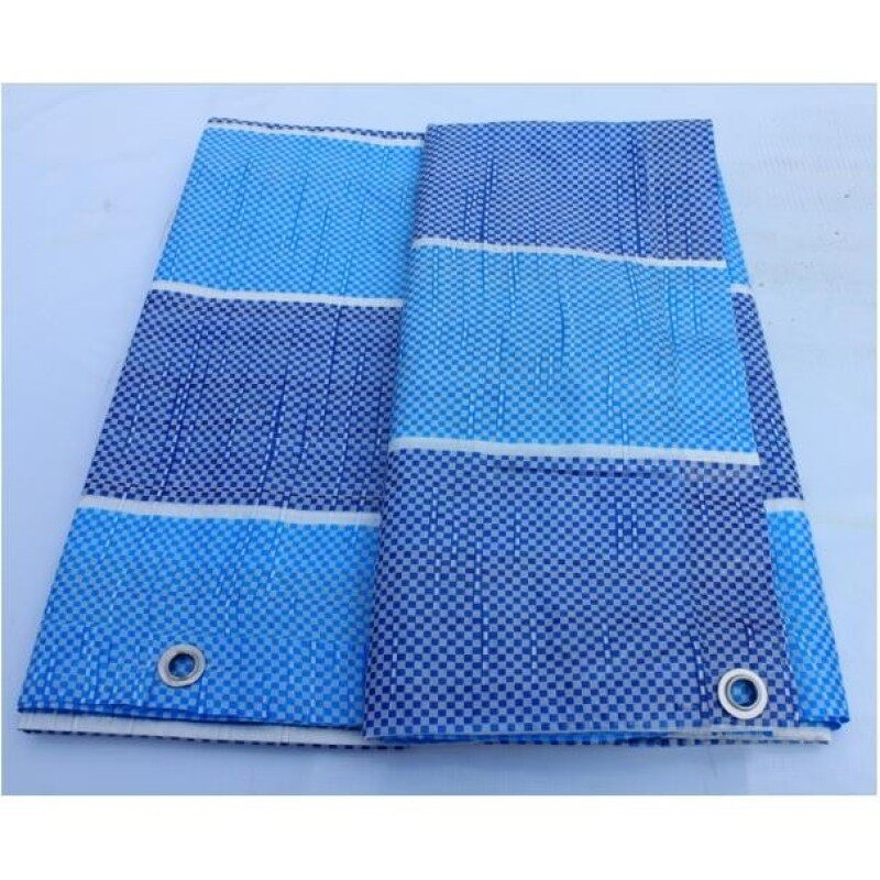 Canvas (Korea) 12 x 12 Ready Made PE Tarpaulin Sheet (Blue White) Outdoor Construction Renovation Floor Cover Canopy Tent Side Wall Shield Waterproof UV Protection Camping Hiking Beach with Built-in Ropes & Grommets Eyelets Kanvas Biru Put