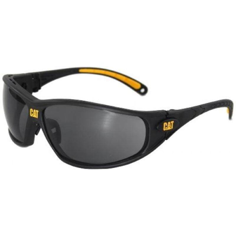Caterpillar Tread Safety Glasses, Black and Yellow, Smoke