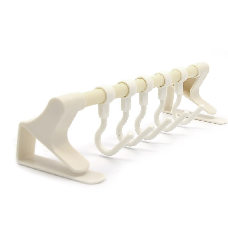 Clip-mouth Single Rod 5 hooks Wall Coat Hanger Hooks Bathroom Towel
Holders Kitchen Cabinet Row Hooks