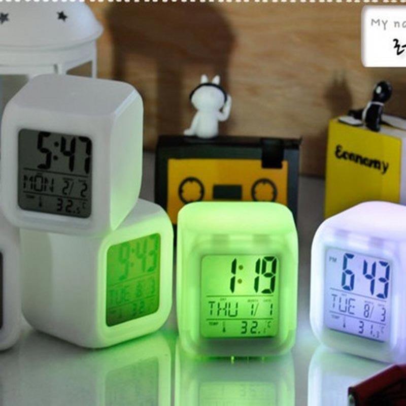 BEAUTIY CITY Colorful Change Color Mood Alarm Clock Birthday Gift LED Luminous Electronic Calendar Temperature Clock - intl