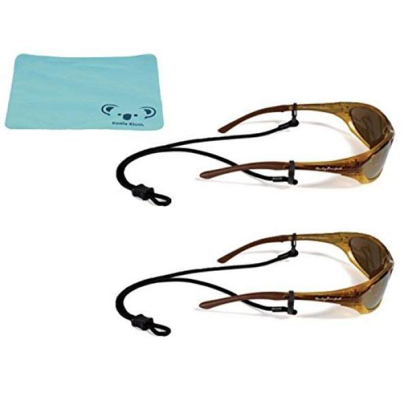 Croakies Terra Spec Adjustable Rope Eyewear Retainer & Sunglass Strap Eyeglass, Sports, & Safety Glasses Cord & Holder 2pk Bundle + Cloth, Black