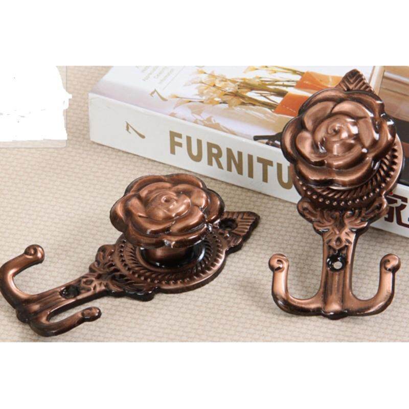Curtain Tie Backs Holders Rose Design with Screws - Brown