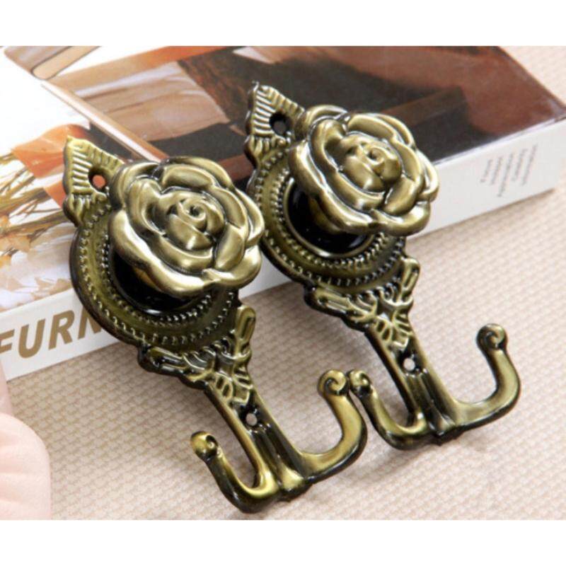 Curtain Tie Backs Holders Rose Design with Screws-Green