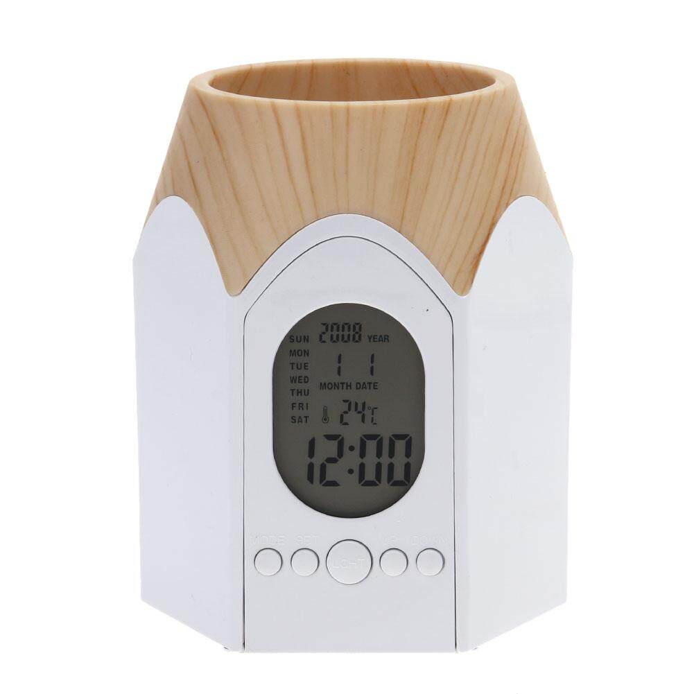BEAUTIY CITY Digital LED Night Light Alarm Clock Calendar Pen Container(White) - intl