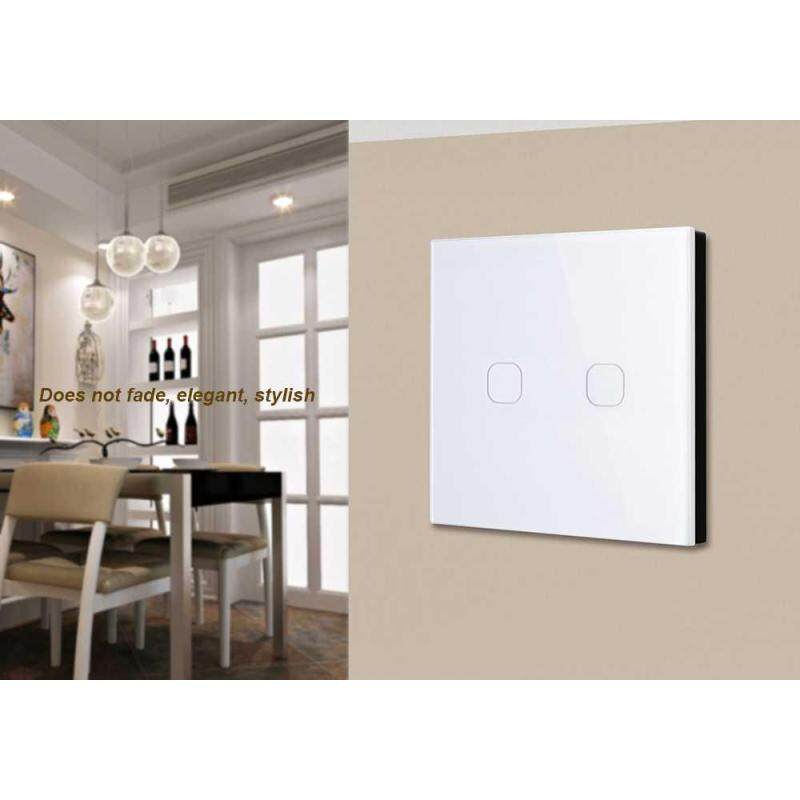 Buy EU Standard Tempered Glass Panel Smart Touch Wall Light Switch 2 Gang 1 Way Malaysia