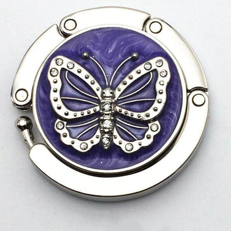 Fashion Round Folding Butterfly Accent Hook Purse Handbag Table
Hanger Purple Folding Handbag Purse Hanger Hook