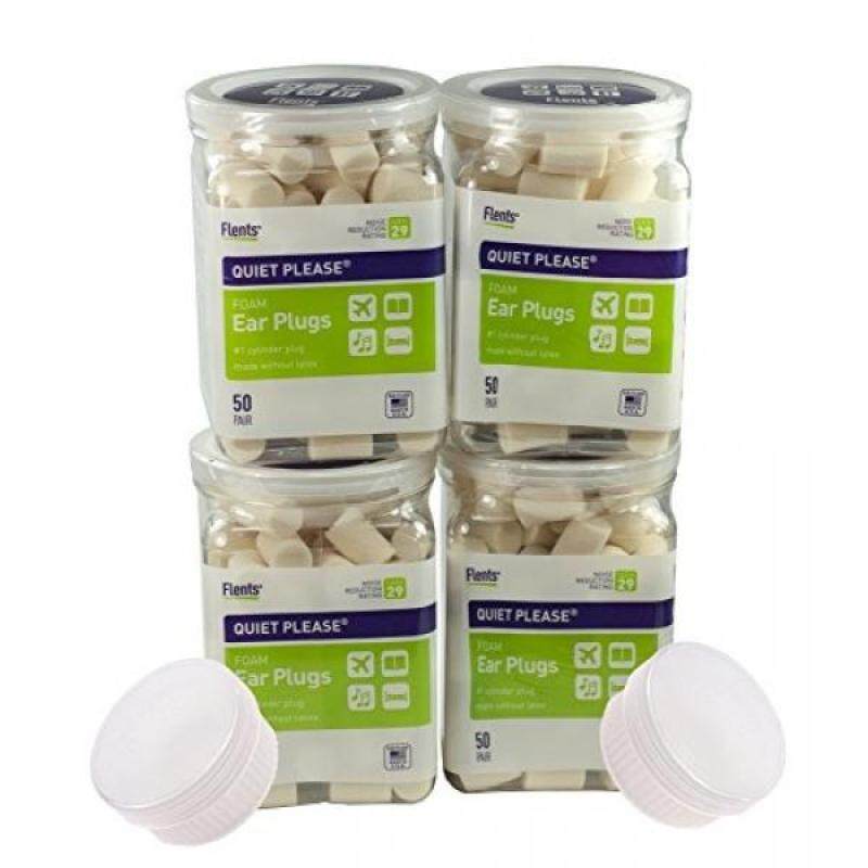 Flents Quiet Please Foam Ear Plugs Nrr29 (4 - 50 Count with 2 Clear Plastic Travel Jars)