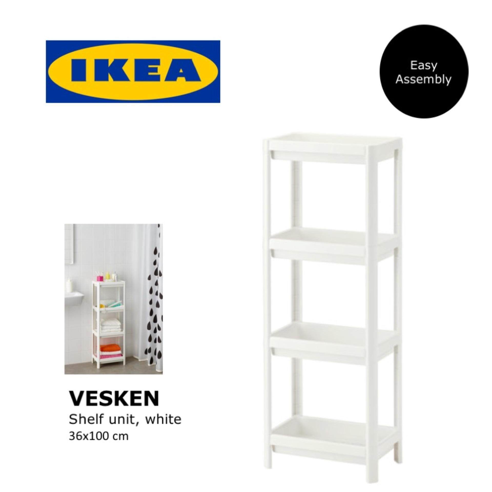 Ikea Vesken Plastic Bathroom Shelf Unit Multipurpose Storage Ikea Vesken Plastic Bathroom Shelf Unit Multipurpose Storage White 36x100 Cm Lazada Malaysia