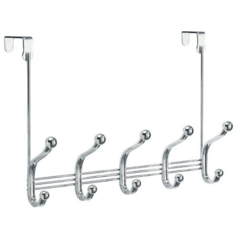 InterDesign York Lyra Over the Door 10-Hook Rack for Coats, Hats, Robes, Towels - Chrome