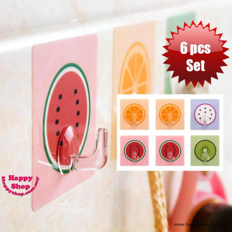 Kitchen Bathroom Creative Wall Stickers Hook (6 pcs set)