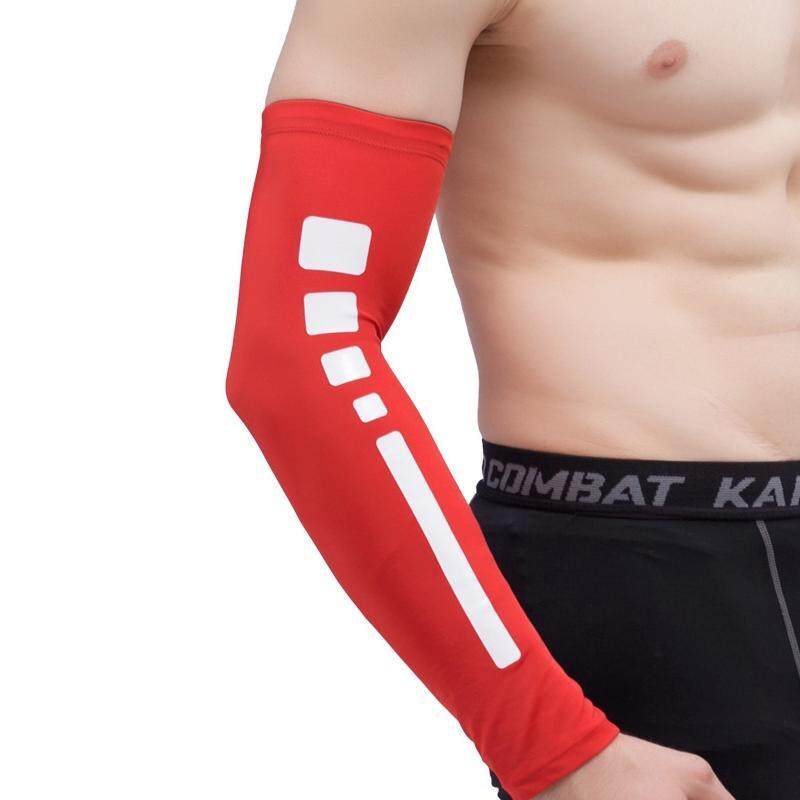 Men Outdoor Sports Elastic Breathable Anti-skid Elbow Arm Sleeve UV Protective Gear, Size: M (Red)