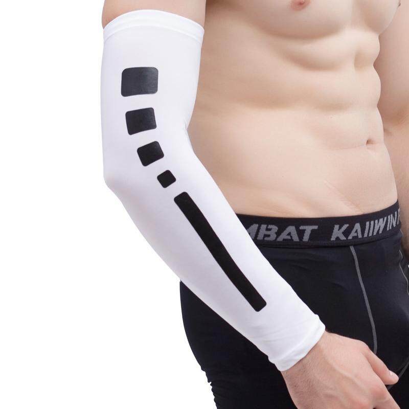 Men Outdoor Sports Elastic Breathable Anti-skid Elbow Arm Sleeve UV Protective Gear, Size: XL (White)