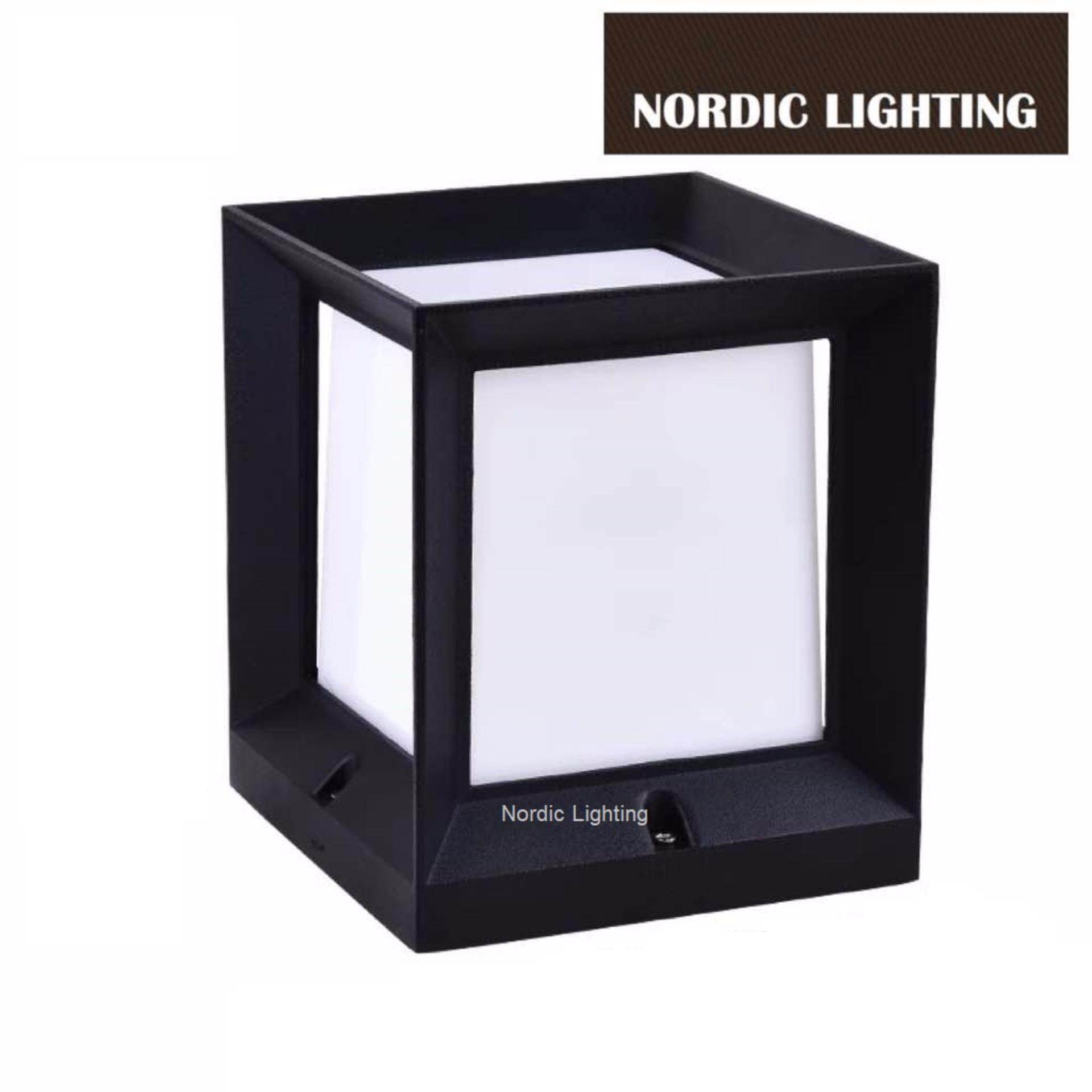 Outdoor Pillar Lighting Ideas Modern Black Cube Outdoor Pillar Light Nordic Lighting Weather Proof Gate Lamp Nd