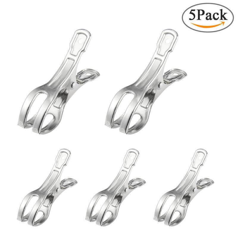 moob 5pcs/6pcs Set Multifunction Stainless Steel Windproof Clips Clothes Socks Clip Pins