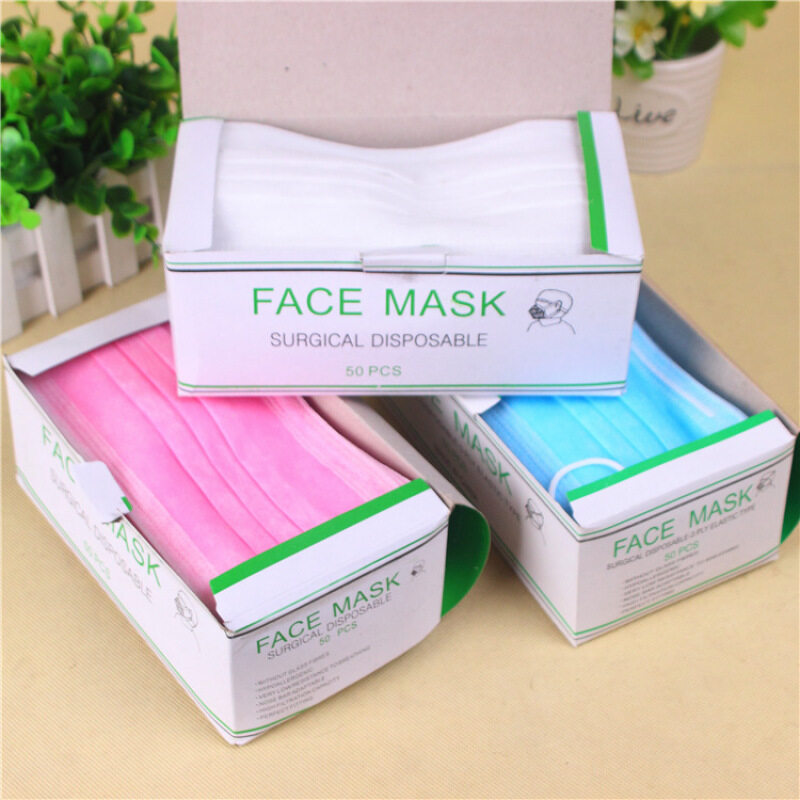 Buy New 50 Pcs Elastic Ear Loop Disposable Medical Dustproof Surgical Face Mouth Masks New 3-Ply Hot Sale Malaysia