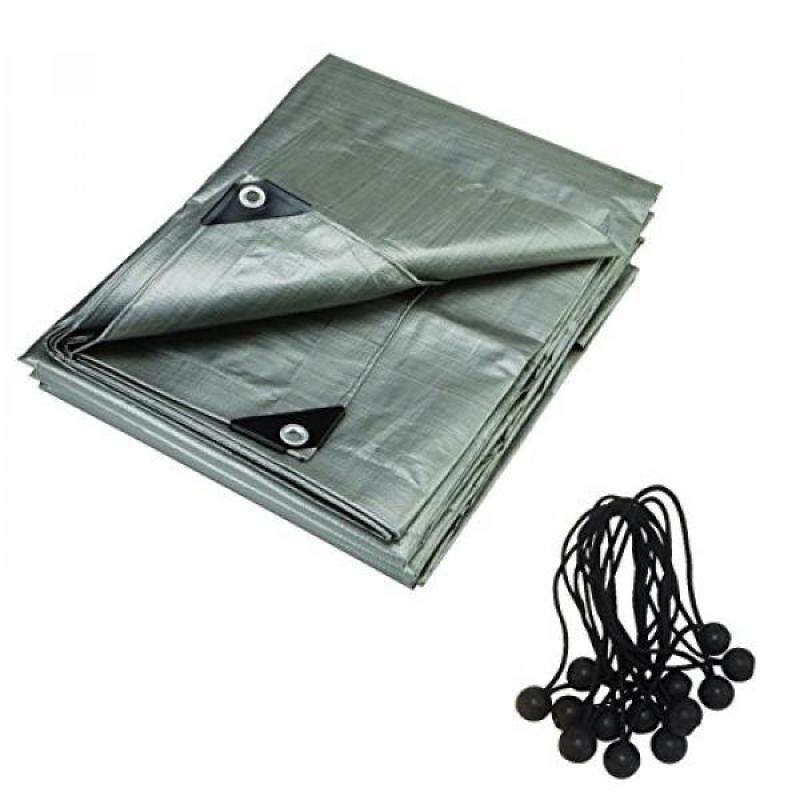 Buy RMS 12 x 16 Foot il Super Heavy Duty Gray Contractors Tarp with 25 Ball Bungees. 8 Oz UV Protecting Malaysia