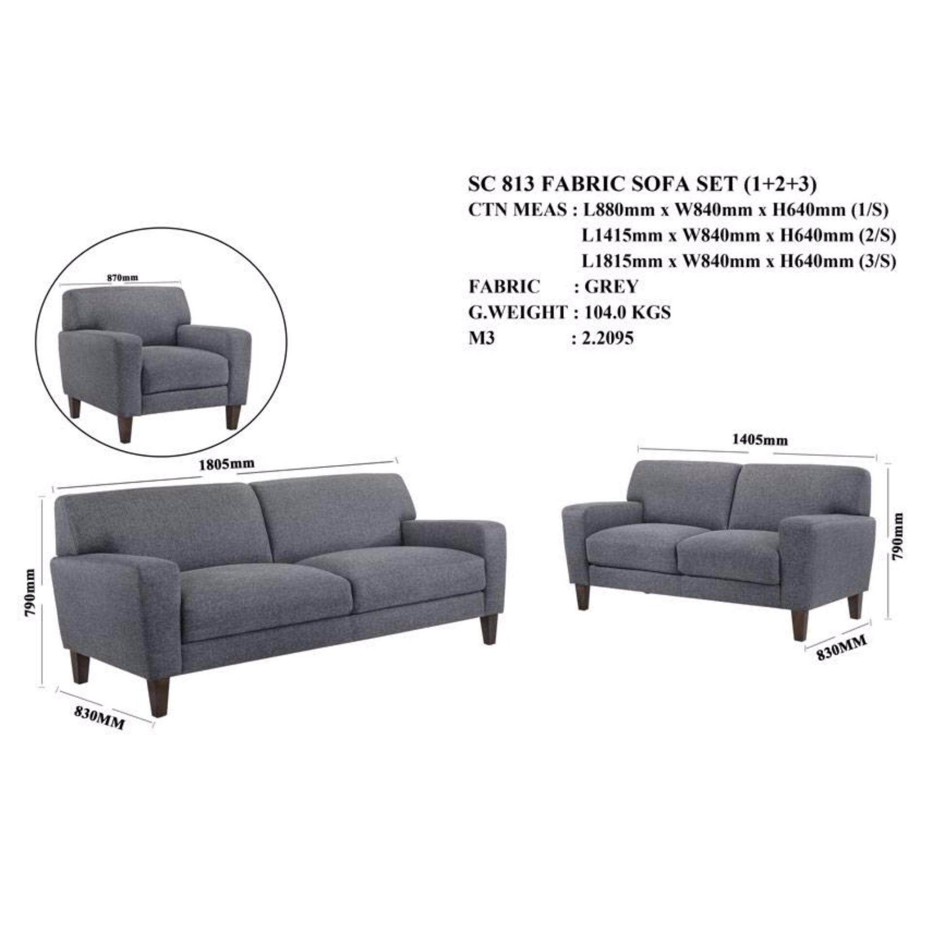 SC 813 Fabric Sofa Set 1 2 3