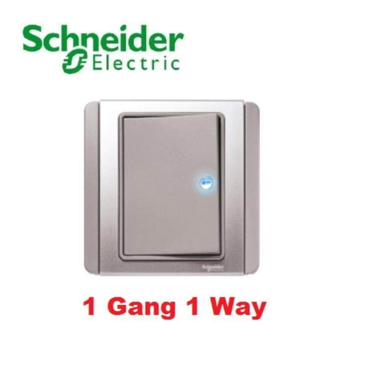 Schneider Electric Neo 1 Gang 1 Way Horizontal Dolly Switch with Blue LED, Grey Silver
