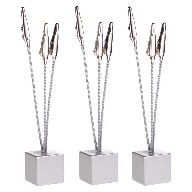SDD 3 Pcs Cube Base Memo Clips Holder with Alligator Clip Clasp for
Displaying Photos Number Cards(Silver)