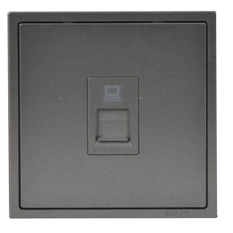 SIMON 1 Gang Data Outlet (RJ45-cat 5e) - Matt White / Golden Champagne /