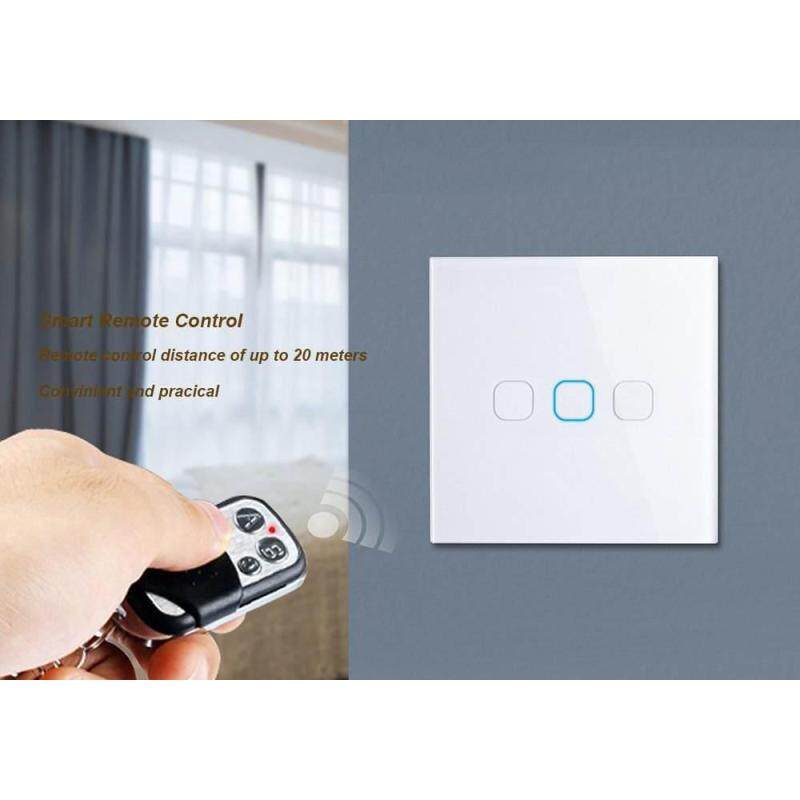 Buy Smart Controller Touch Switch 3 Gang 1 Way EU Crystal Tempered Glass Panel Malaysia