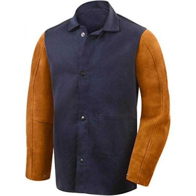 Buy Steiner 1260-L 30-Inch Jacket, Weldlite Plus Navy Cotton, Rust Cowhide Sleeves, Large Malaysia