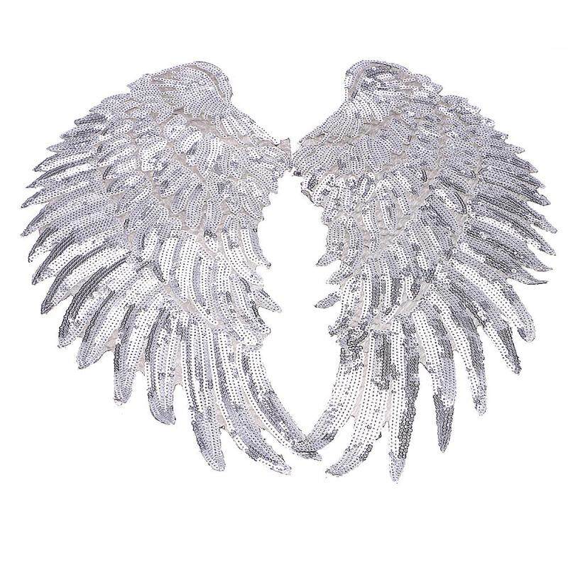 Buy Sunyoo- Sequins Feather Embroidered Patches Iron on Patch Cloth Sticker Applique Badge -Silver Malaysia