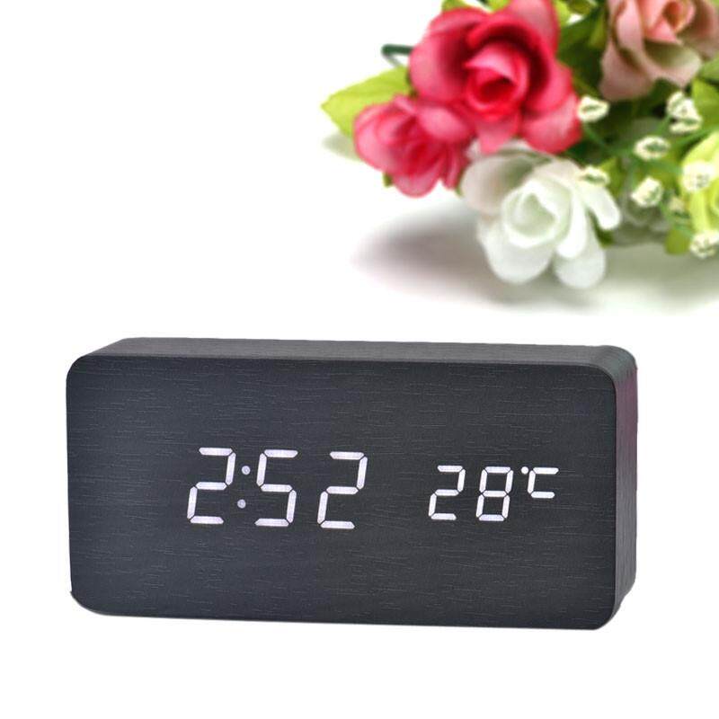 Beautiy Kota Temperature SOUNDS Pengendali LED Elektronik Desktop Digital Jam Alarm Wh-Internasional