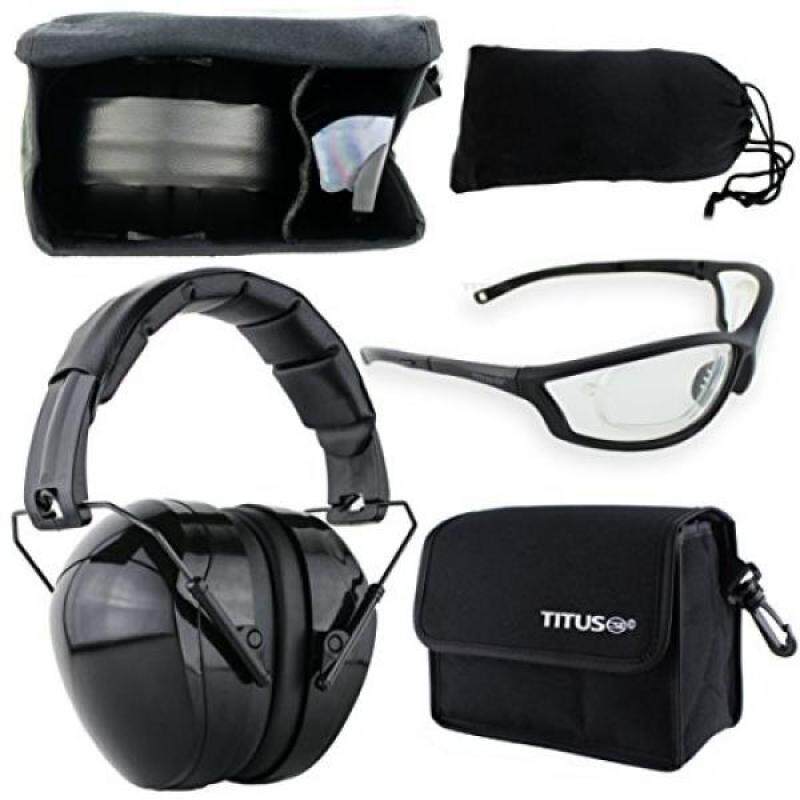 Buy TITUS Earmuff/Glasses Combo – Gloss Black 32NRR Muffs & G Series Safety Glasses - Ear+Eye Protection Bundle (EarMuffs, Glasses, and Carrying Case) - Personal Safety, Shooting Gear, Portable Pouc Malaysia