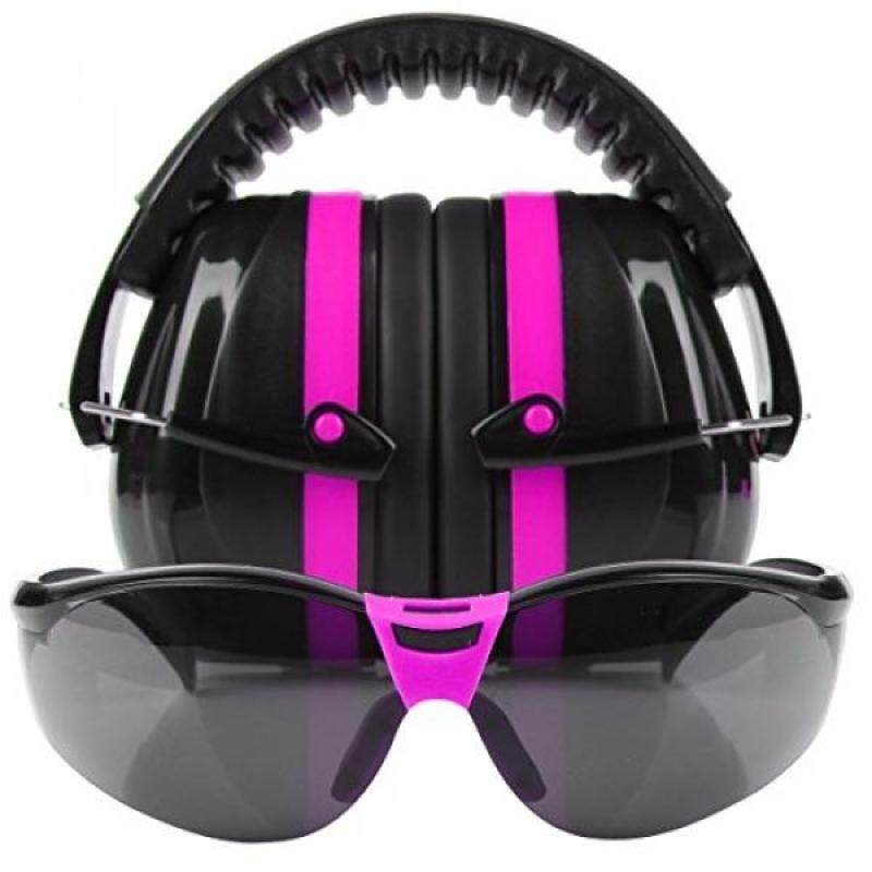 Tradesmart Pink Ear Muffs, Ear Plugs and Outdoor Eye Protection for Shooting ( Tint ) - UV400 . Anti Fog & Anti Scratch with microfibre pouch Combined NRR38 Ear Muffs for Shooting s , Industrial