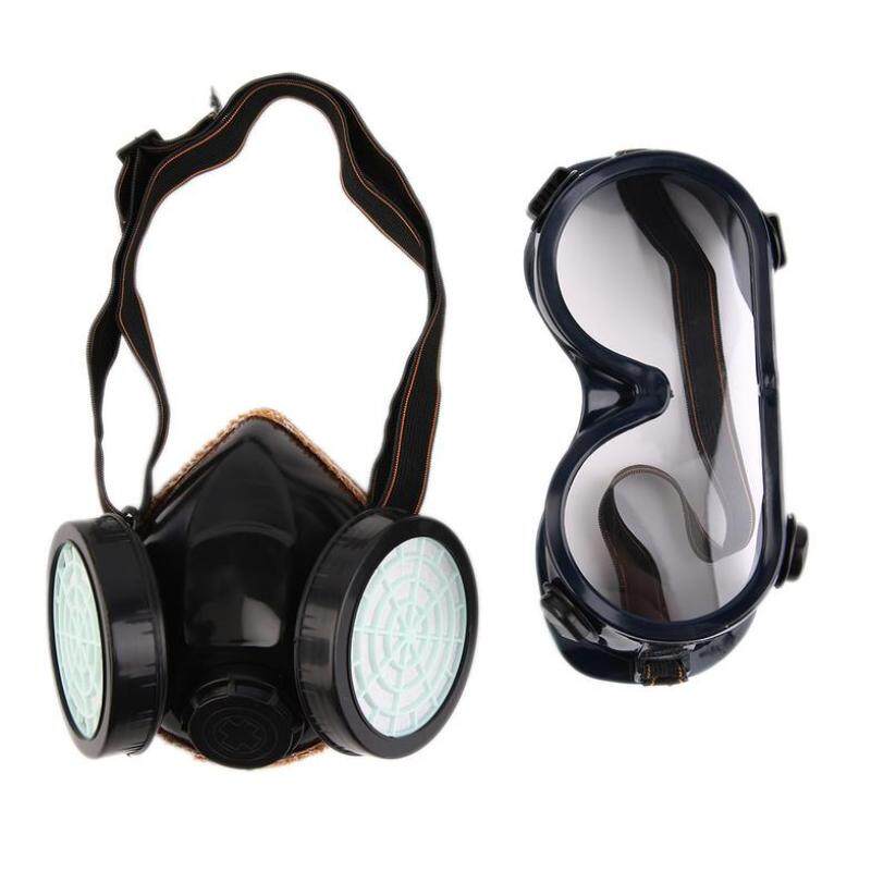 Buy USTORE Protection Filter Double Gas Mask Chemical Gas Respirator Face Mask Goggles Black Malaysia