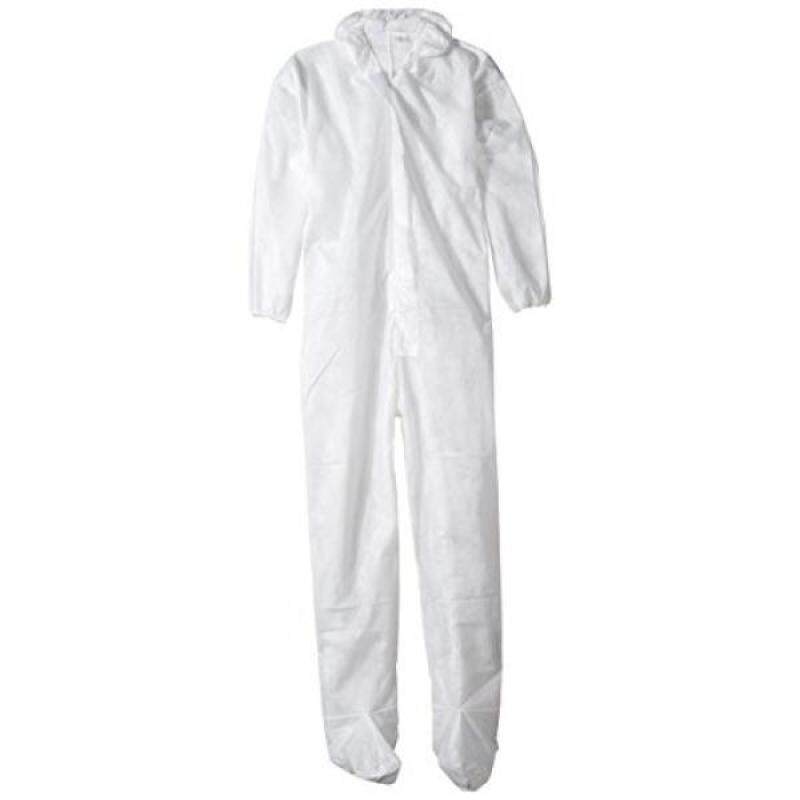 ValuMax 4203WHXL Polypro-2 Disposable Polypropylene Coverall, 47 Gram Fabric, Hood and Boots, Elastic Cuffs, White, XL, Case of 25