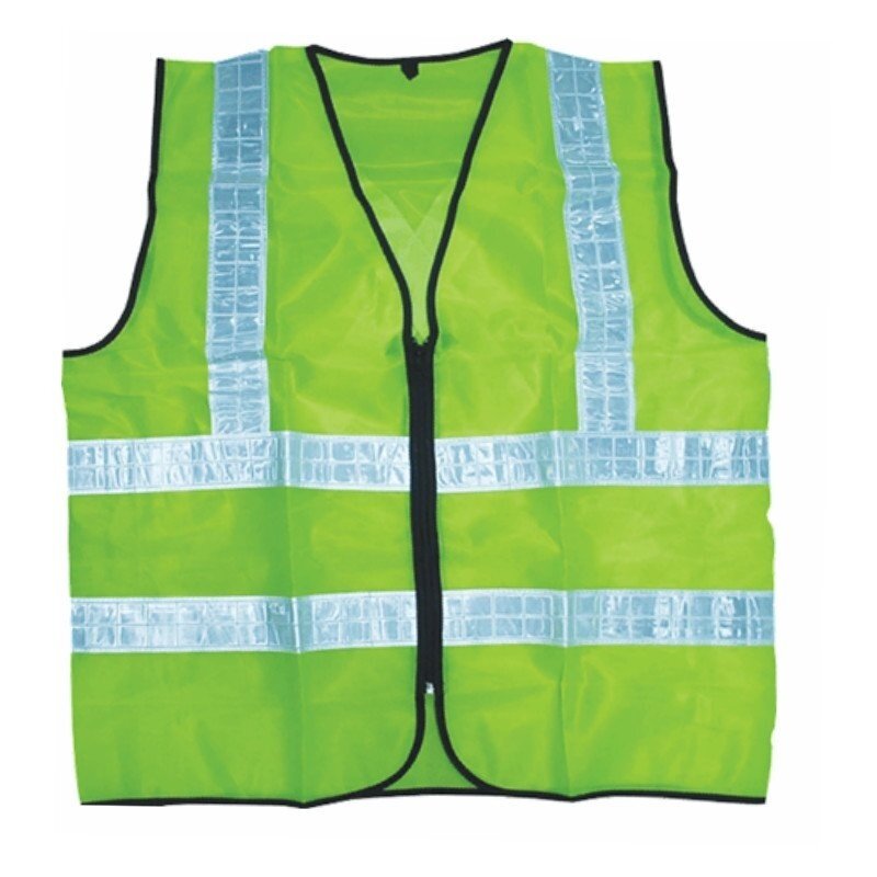 Velco Thin Reflective Zipper Safety Vest Coat (Neon Green)