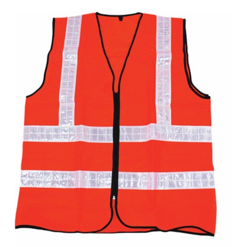 Velco Thin Reflective Zipper Safety Vest Coat (Neon Orange)