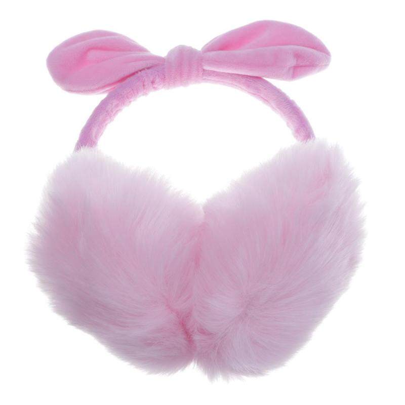 Buy Whyus-New Women Lady Girls Stylish Winter Warmer Soft Rabbit Fur Earmuffs Cute Bowknot Earlaps Earmuffs Pink Malaysia