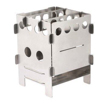 ... LIXADA Portable Stainless Steel Lightweight Folding Wood StovePocket Stove Outdoor Camping Cooking Picnic Backpacking Stove -