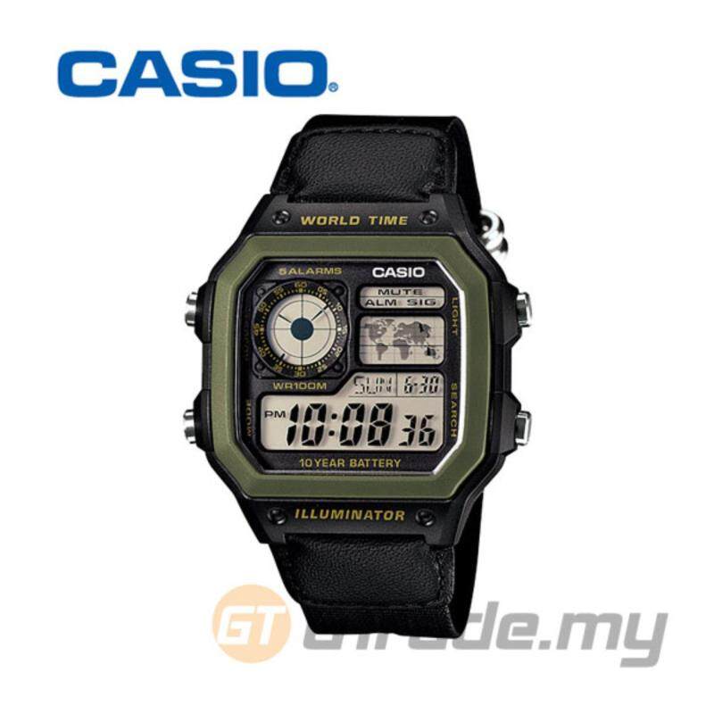 Casio Standard Mens Black Cloth Strap Watch AE-1200WHB-1BV Malaysia