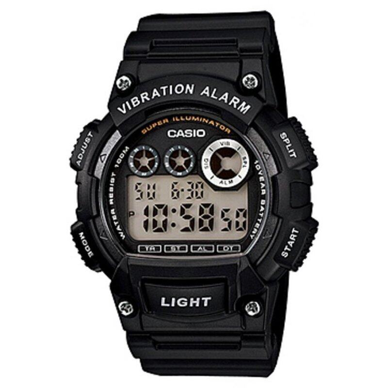 Casio W-735H-1AV 10-Years Battery Timer LED Resin Watch Black Malaysia