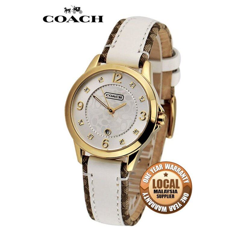 Coach Womens White Leather Strap Watch 14501423 Malaysia