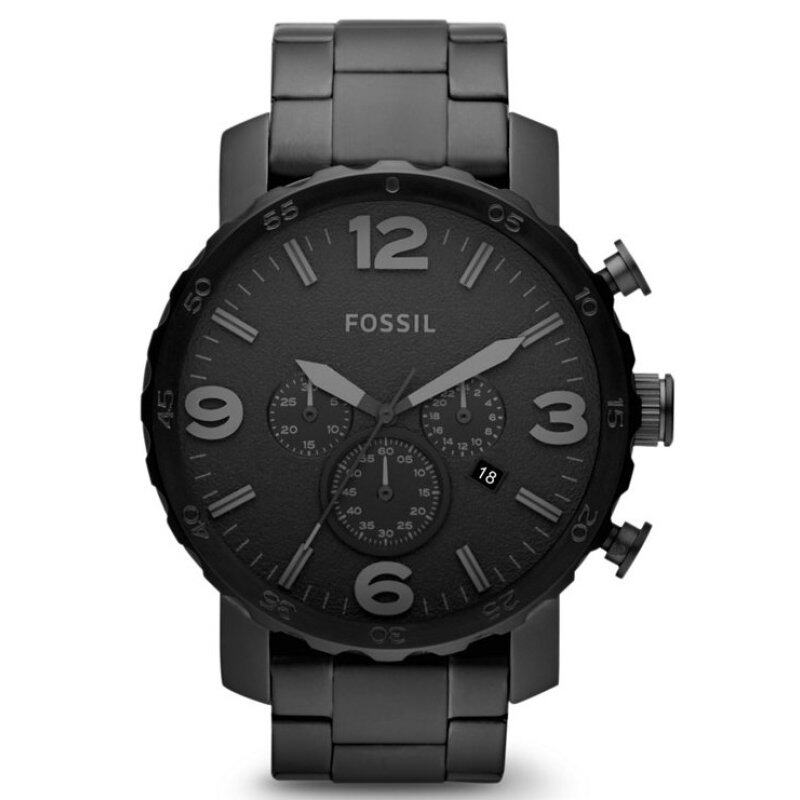 Fossil ORIGINAL JR1401 Mens Nate Chronograph Black SS Watch Malaysia