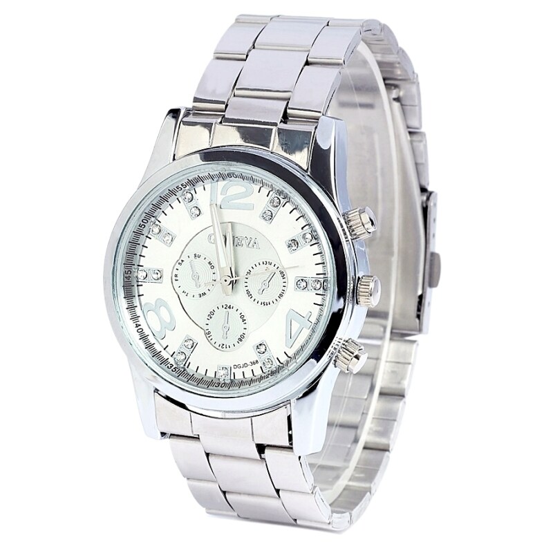 Geneva Chronograph Elegant 178 Watch Silver +Free Watch Box Malaysia