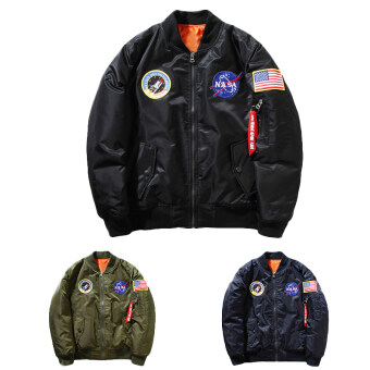 Hequ Freelee Nasa Flying Jacket Nylon Letter Man Varsity AmericanCollege Bomber Flight Jacket Navy Mei 2018 - 4 Hequ Freelee Nasa Flying Jacket Nylon Letter Man Varsity AmericanCollege Bomber Flight Jacket Navy - 4