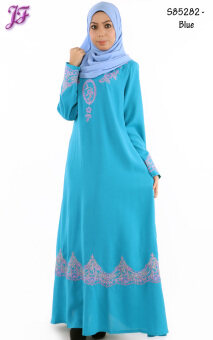JF Fashion Hannah Jubah Abaya Sulam S85282 (Blue) Jun 2018 - 2 JF Fashion Hannah Jubah Abaya Sulam S85282 (Blue) - 2