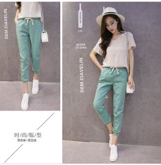 New Casual Cotton And Linen Nine Trousers Harem Pants (Green) Jun 2018 - 5 New Casual Cotton and Linen Nine Trousers Harem Pants (Green) - 5